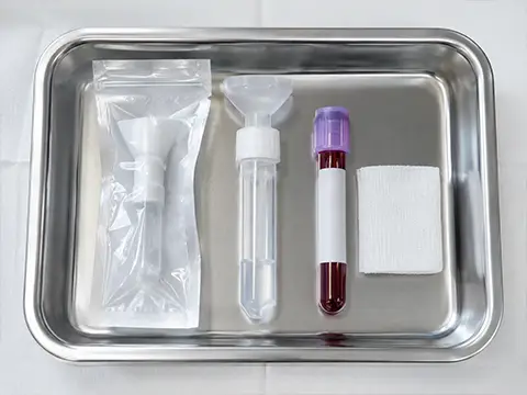 Kit de coleta de saliva e tubo de sangue em bandeja estéril